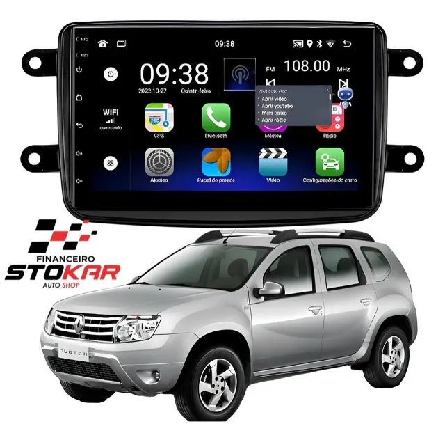Duster/Oroch Central Multimídia 9" pol Android Carplay Android Auto Sem Fio