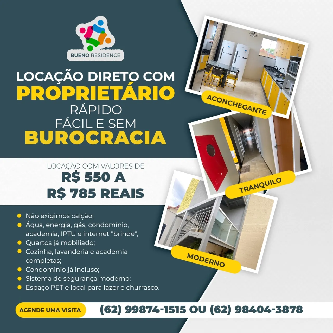 Kitnets para alugar, com e sem suite, moradia completa, pouca burocracia