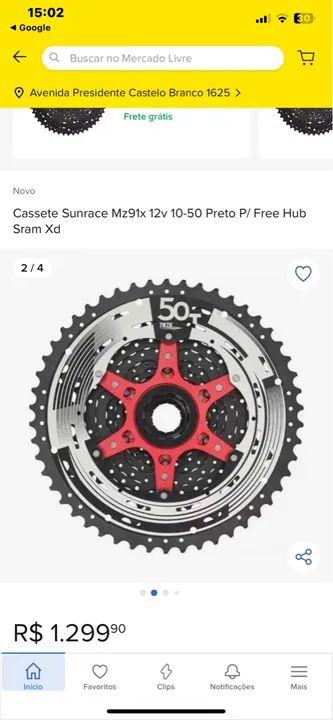 Cassete Sunrace Mz91x 12v 10-50 Preto P/ Free Hub SRAM Xd
