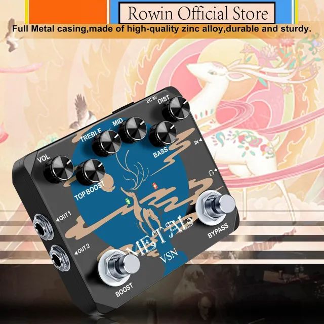 Pedal Guitarra Baixo Rowin Metal Top Boost Saída Fone Vsn Edition - Foto 2