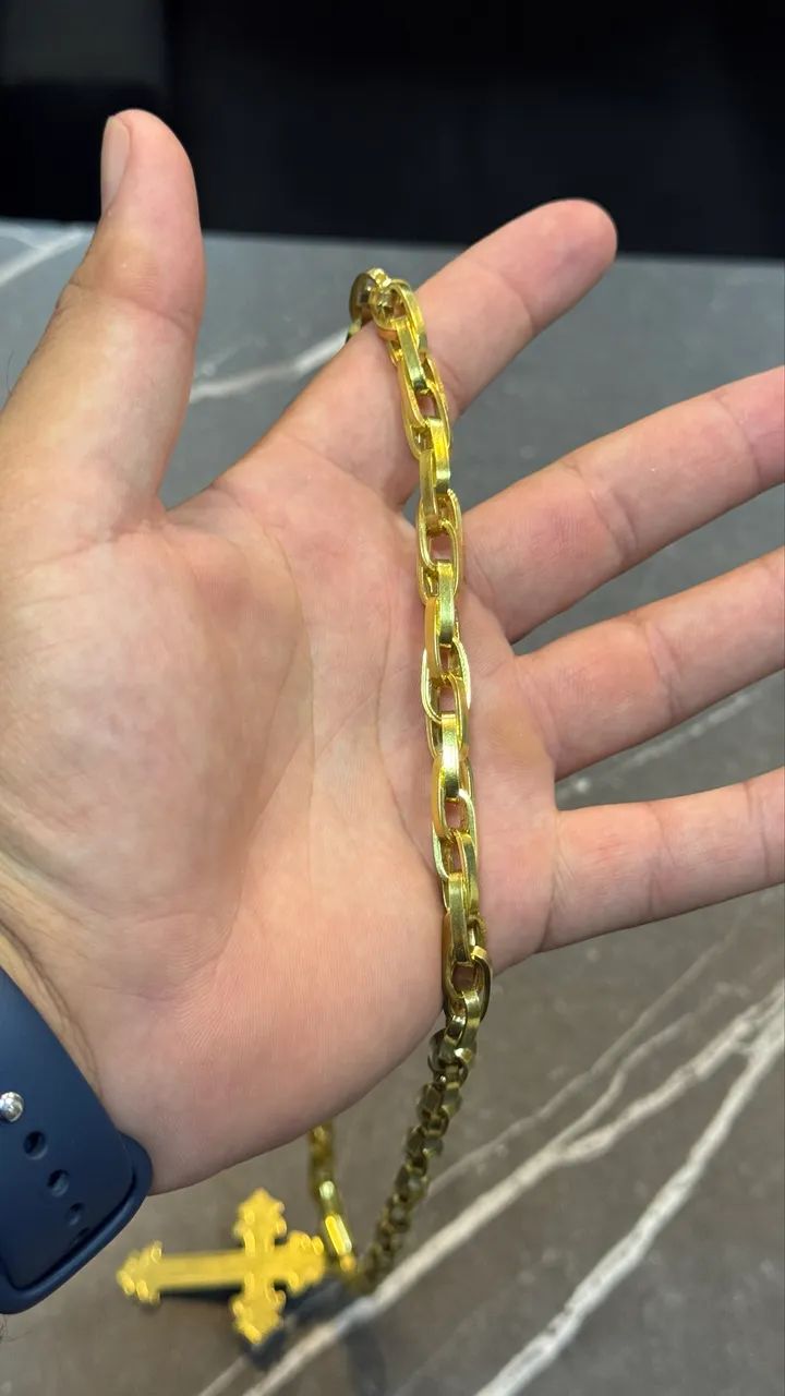 Corrente de prata banhada a ouro - Foto 5