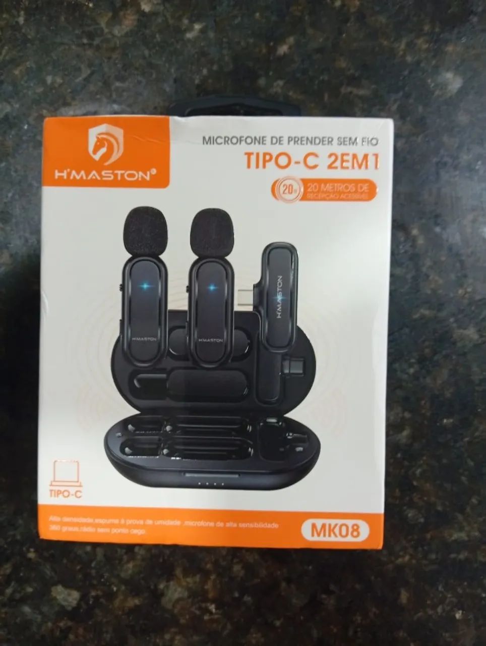 Microfone Lapela Duplo Estojo Plug and Play Profissional TipoC Android iPhone15 16.