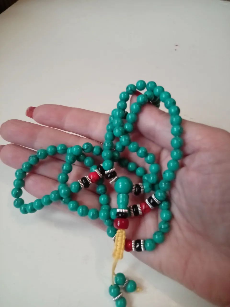 Colar diapamala em turquesa tibetano