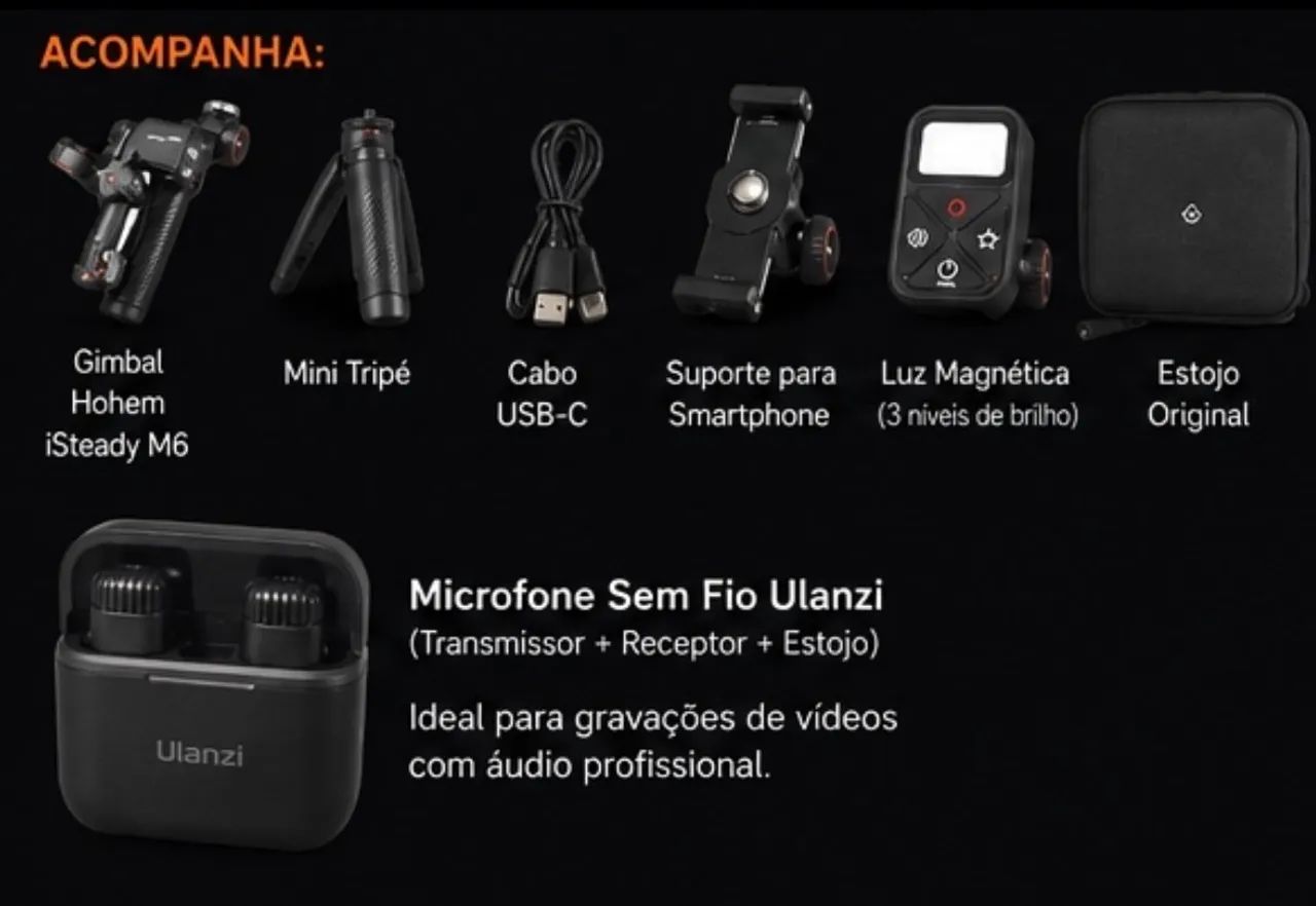 Hohem iSteady M6 + Microfone Ulanzi ? Kit Completo Usado - Foto 3