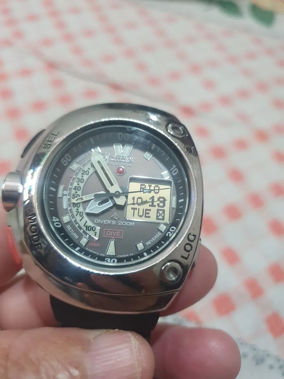 Citizen eco driver meia lua funcionando normalmente todo em aço inox original sensor off