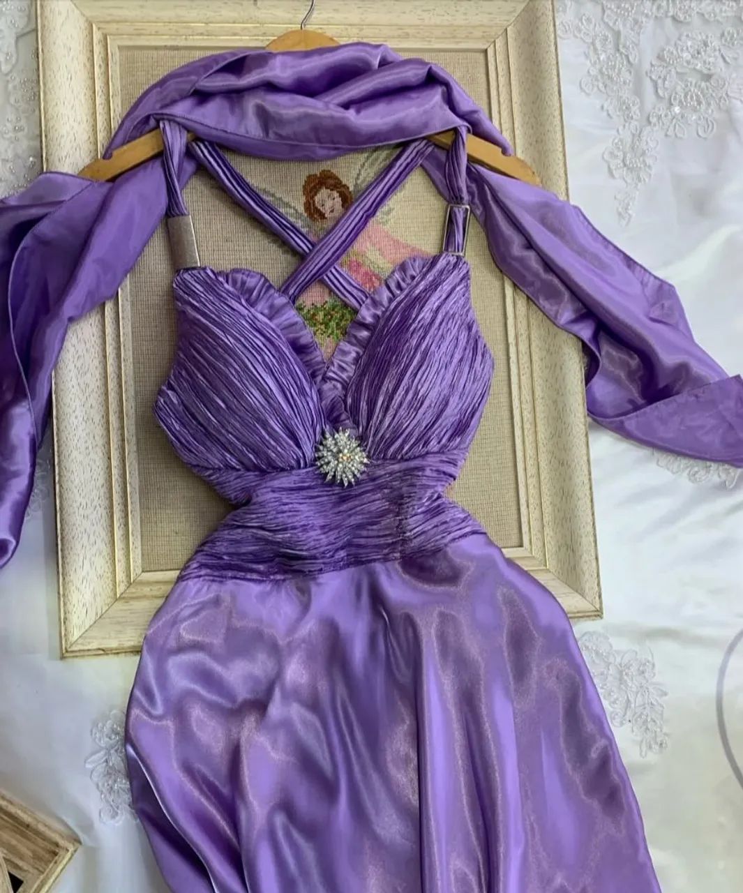 vestido vintage lilás P - Foto 2