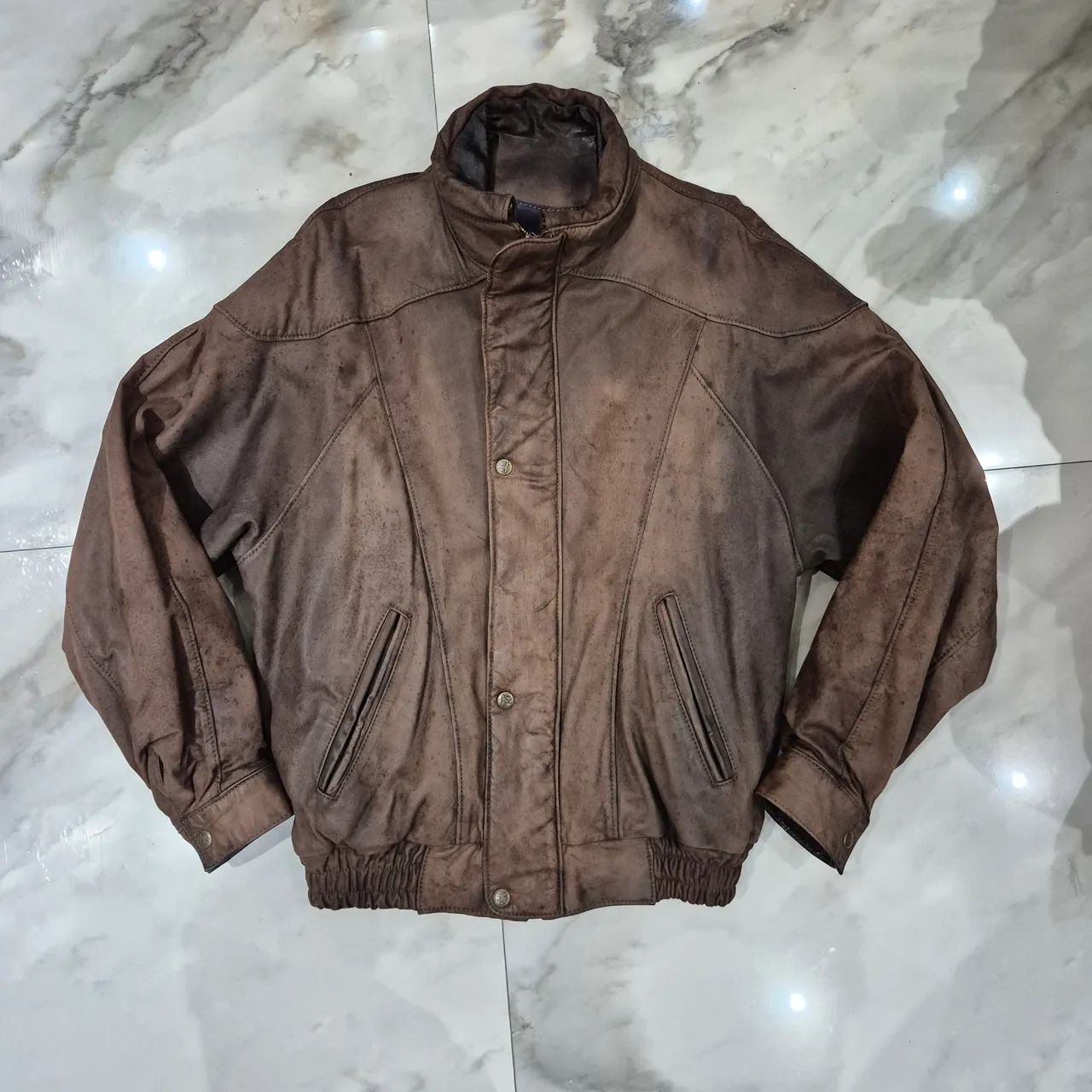 Jaqueta Bomber de Couro Yatchsman 