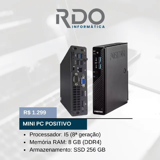 Mini PC Positivo i5 8ª Geração 8GB RAM SSD 256GB - Computador para comércio (PDV)