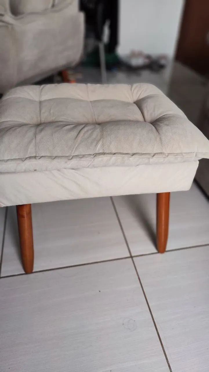 Poltrona decorativa bege + puff  - Foto 5
