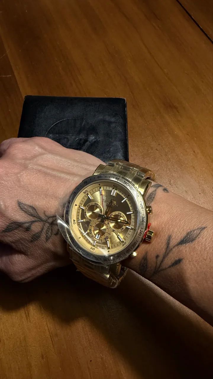 RELÓGIO TECHNOS SKYMASTER DOURADO ORIGINAL - SEM USO - COM NOTA FISCAL  - Foto 3