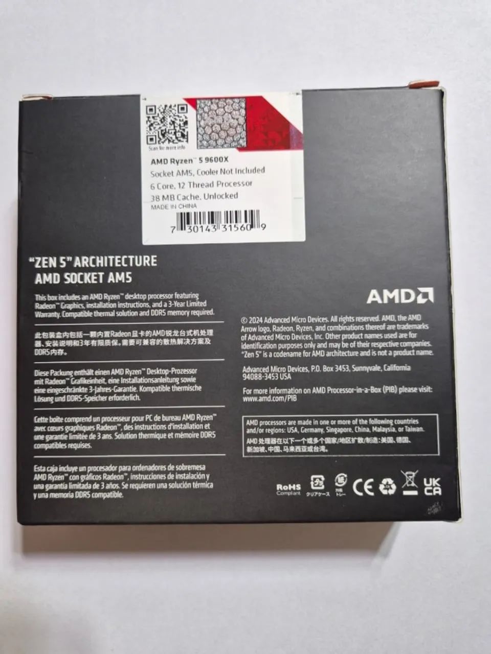 Processador gamer AMD Ryzen 5 9600X BOX (caixa lacrada) - Foto 2