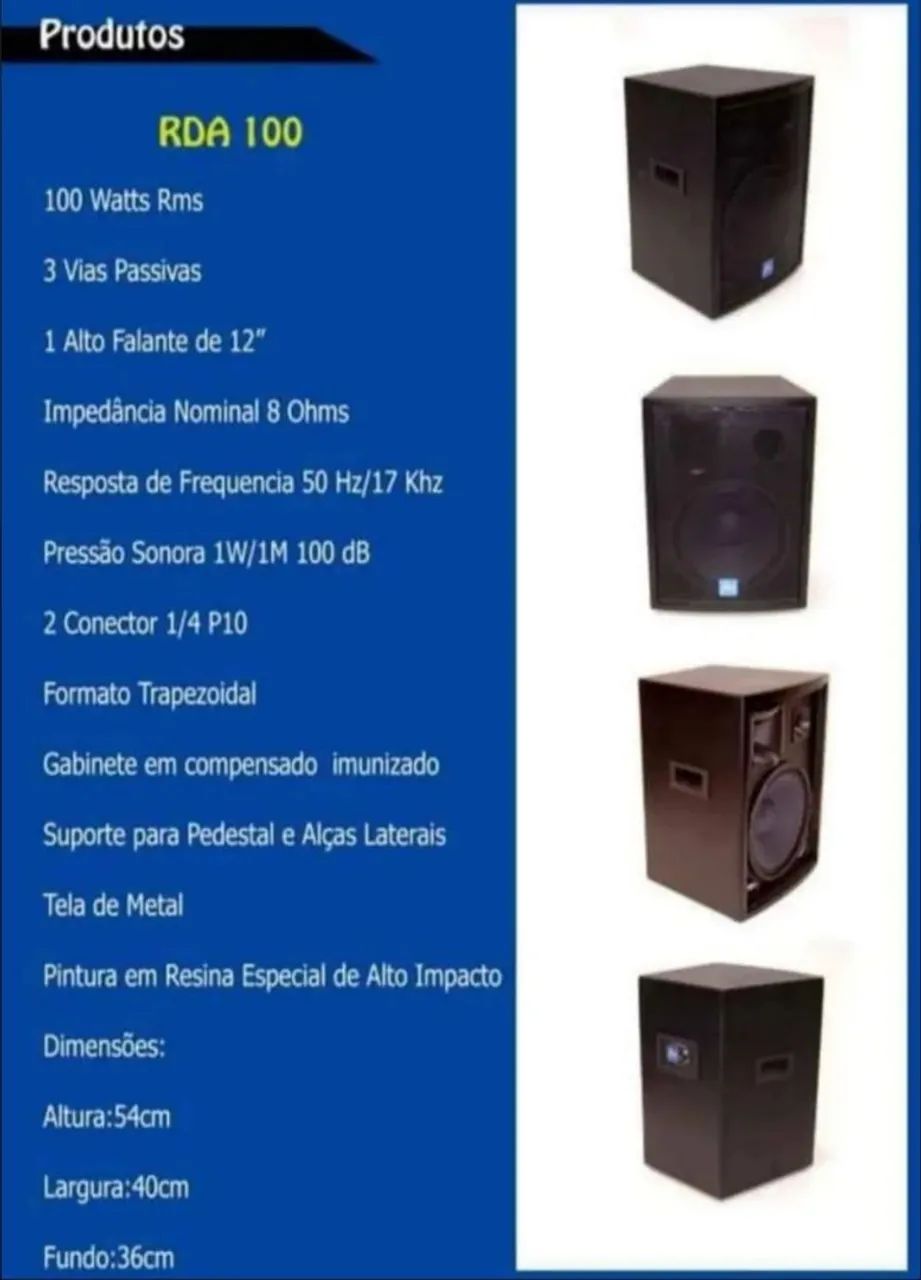 Caixa de som profissional P.A 100w