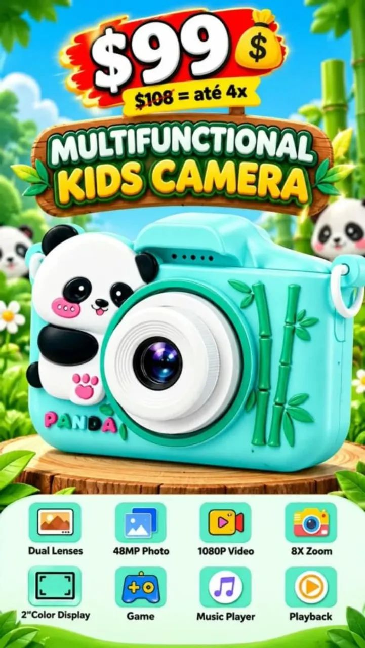 Câmera kids multifuncional 