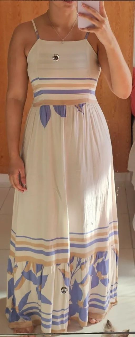vestido longo estampado tamanho único