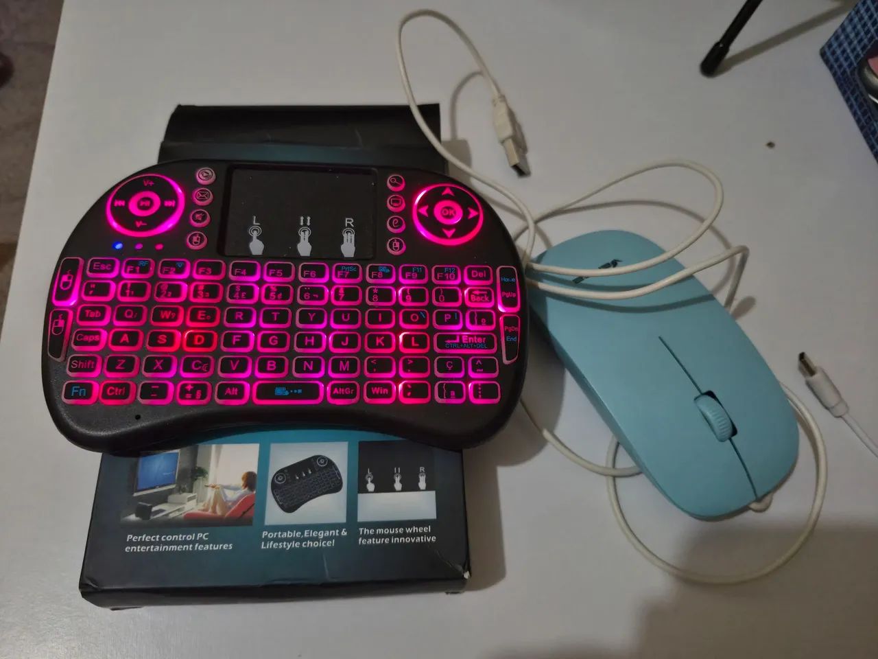 teclado mini com mouse usb