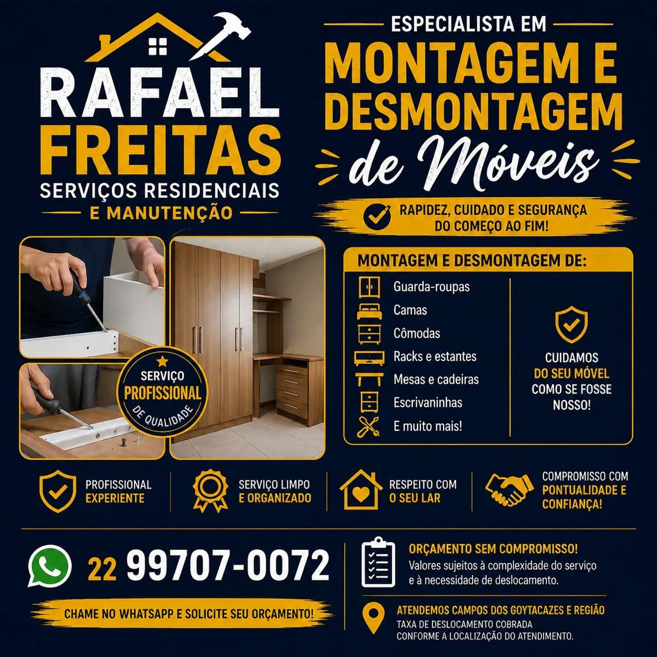 ? RAFAEL FREITAS | MONTAGEM E DESMONTAGEM DE MÓVEIS