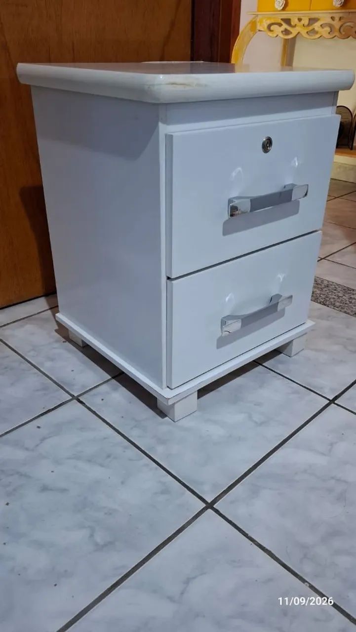 Mesa de Cabeceira Criado-mudo Branco - Foto 2
