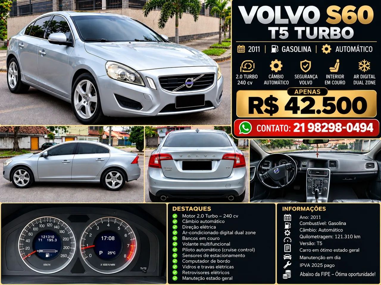 Volvo S60 S60 T-5 2.0 240cv 4p 2011