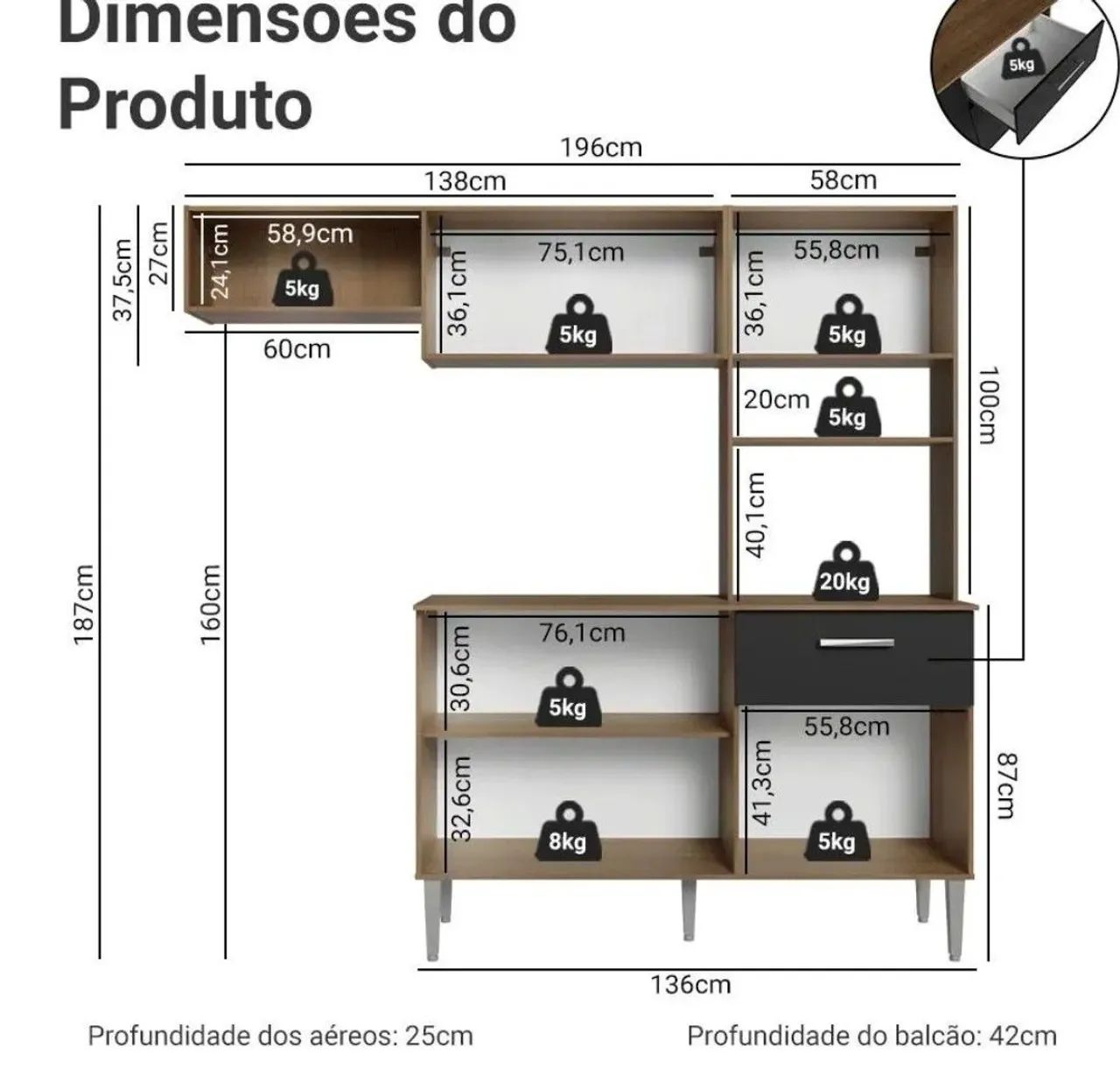 Armário de cozinha compacta 196cm - Foto 2