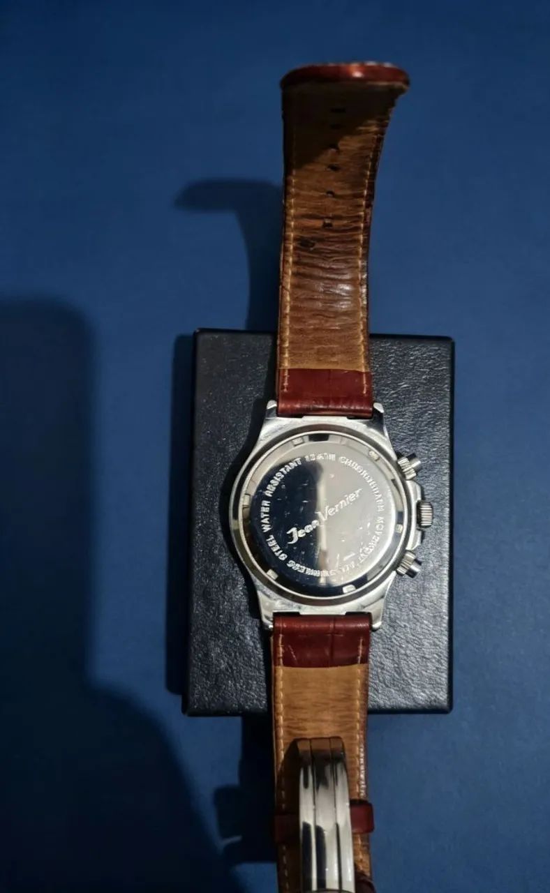 ? Relógio Jean Vernier Cronógrafo Original - Pulseira de Couro - Foto 2