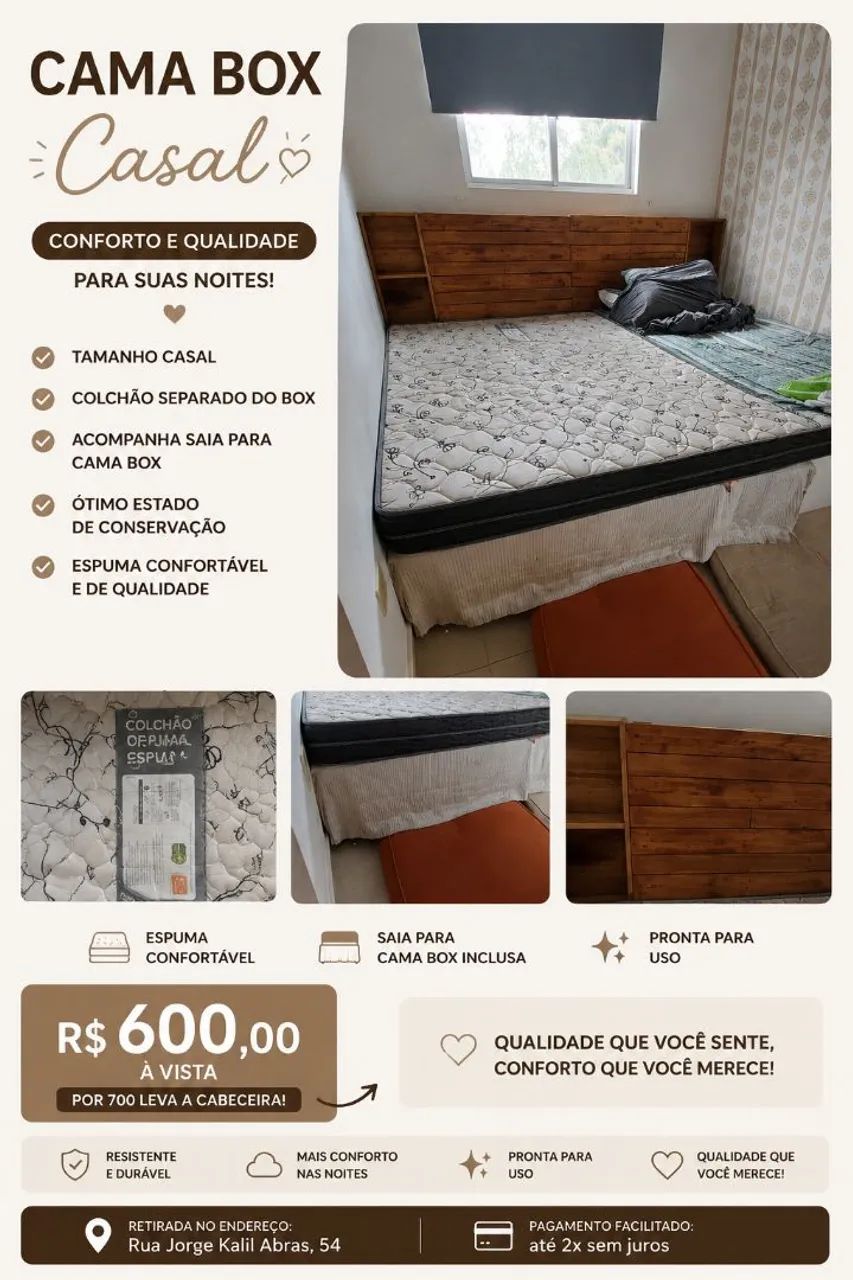 Cama box. Base + colchão 