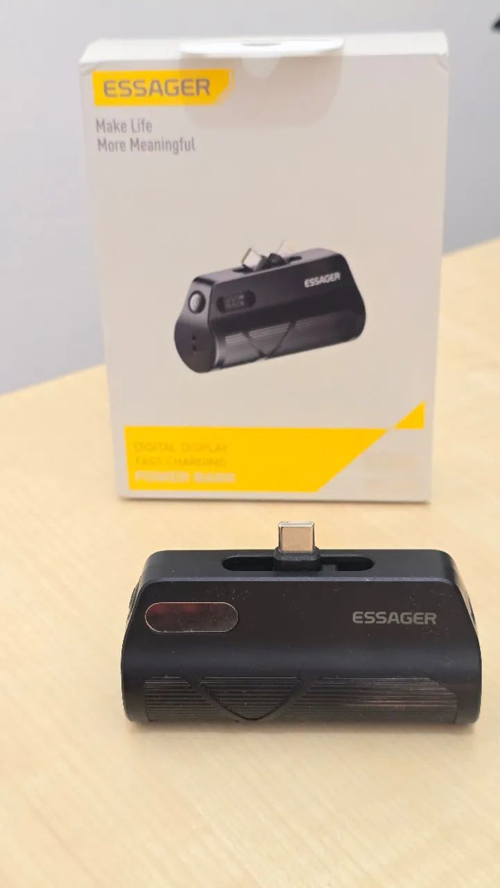 Mini Power Bank Essager 5000mAh 20W para iPhone e Android