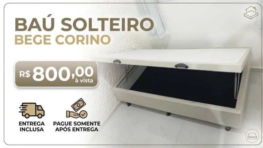 Baú Solteiro Bege Corino