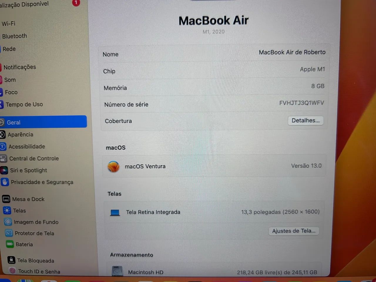 MacBook Air M1 novíssimo  - Foto 3