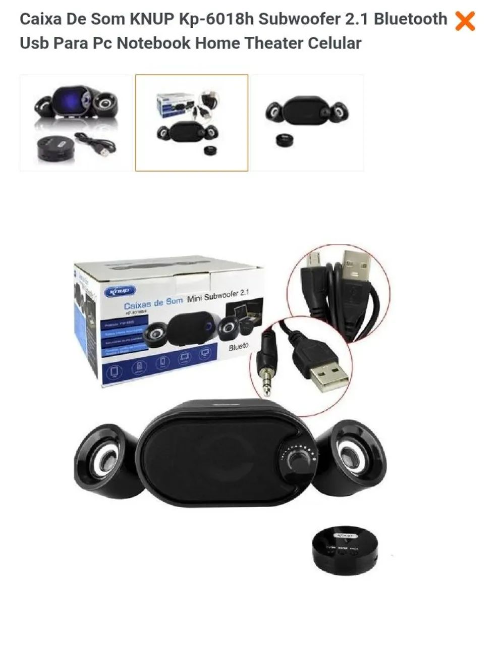 Mini subwoofer KNUP Bluetooth/USB/P2