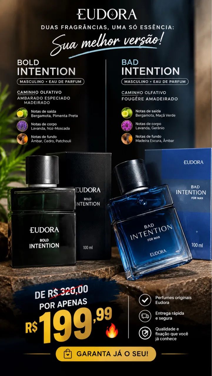Combo Perfume Intention Bold+Intention Bad Eudora (Lacrado)