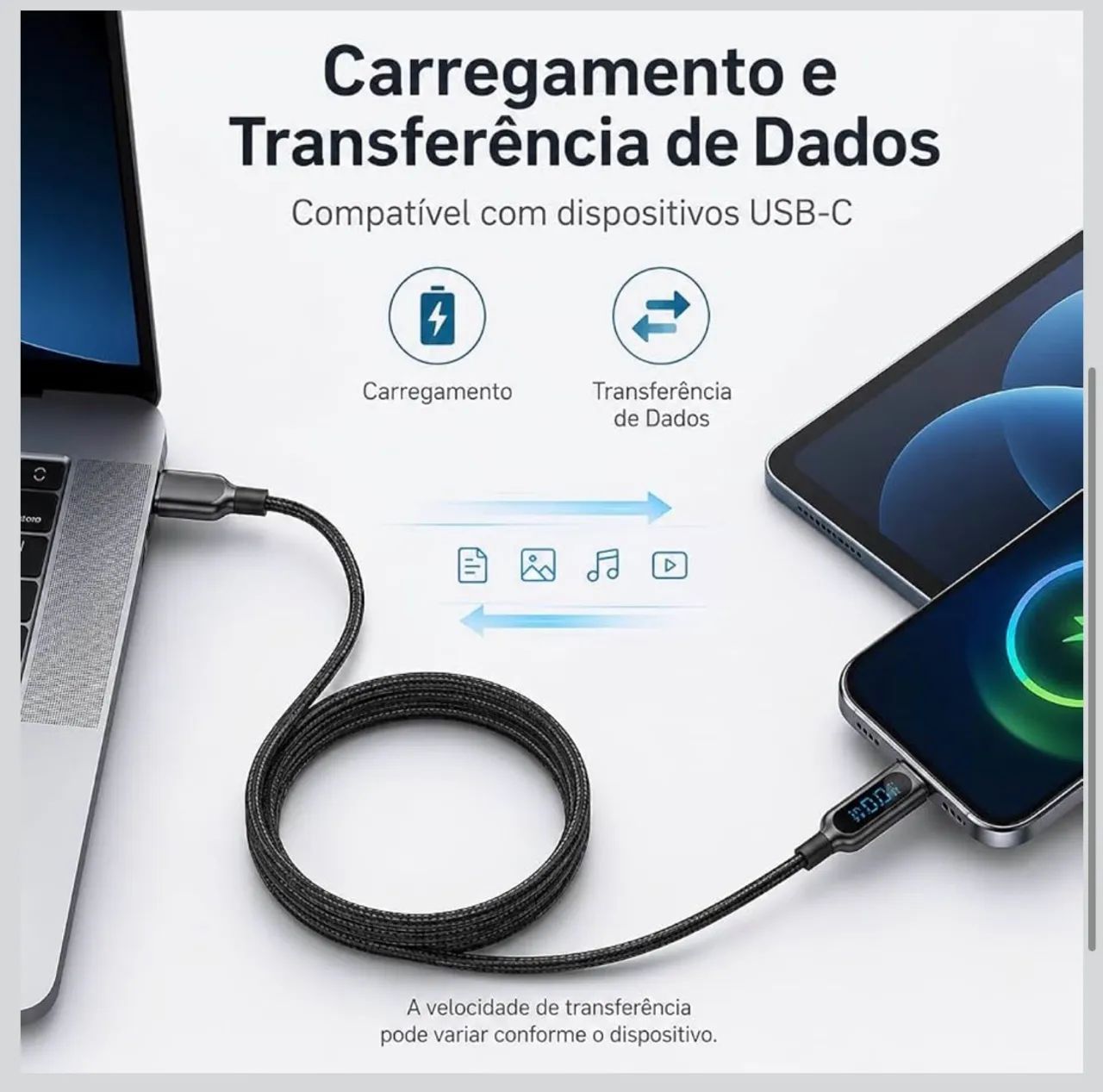 CABO HREBOS PREMIUM TECHVIEW 100W ? USB-C PARA USB-C - COM DISPLAY? - Foto 3