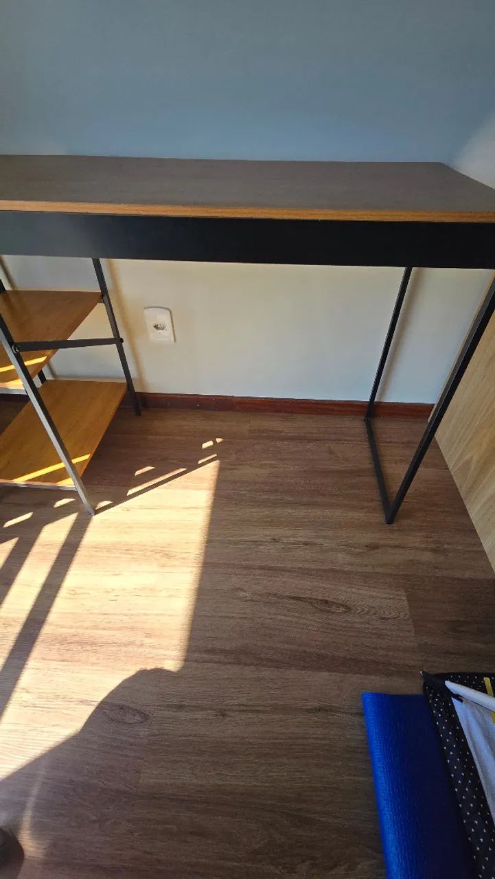 Escrivaninha Aparador Industrial 120 cm com Prateleiras - Madeira e Metal - Foto 2