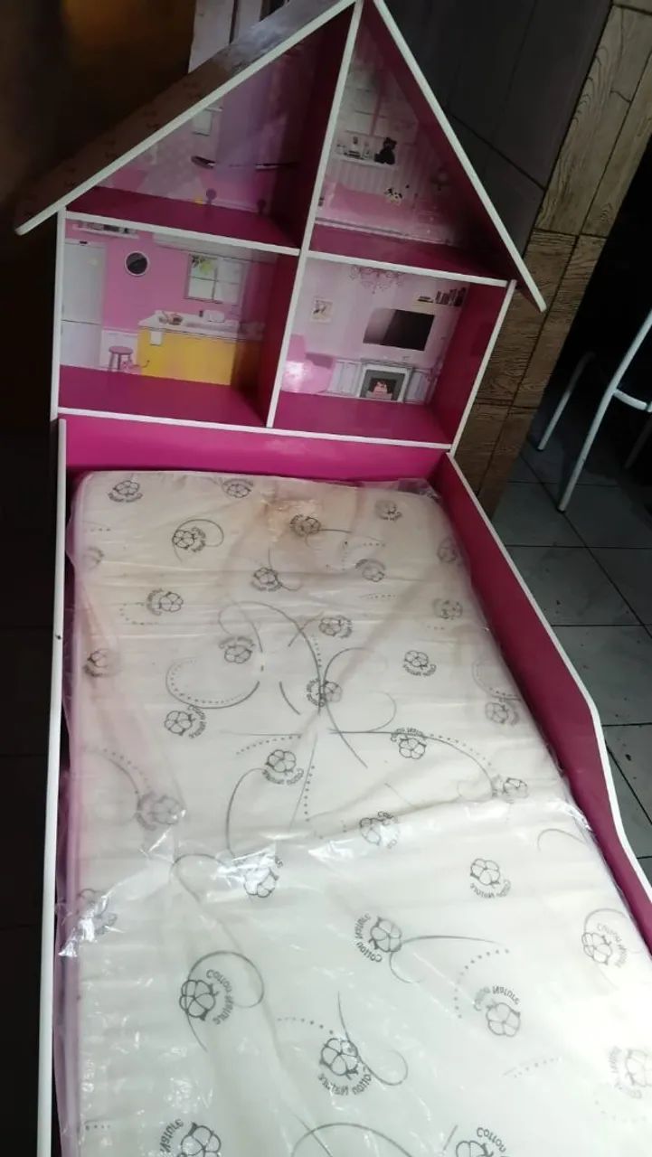 Cama rosa + colchão  - Foto 3