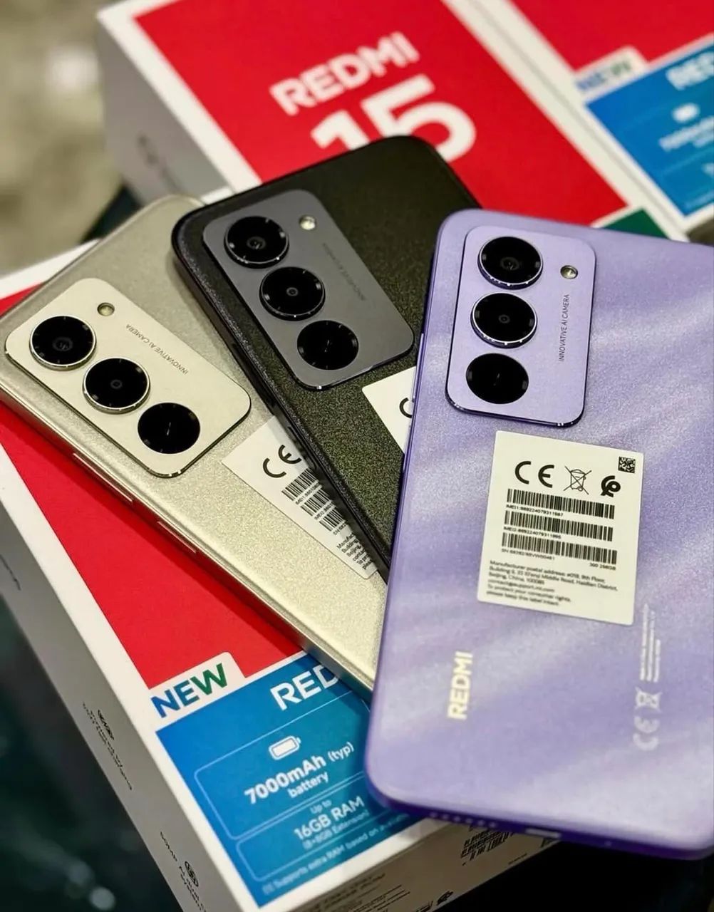 Celular Redmi 15 128/06-Prata Roxo Preto Lacrado 