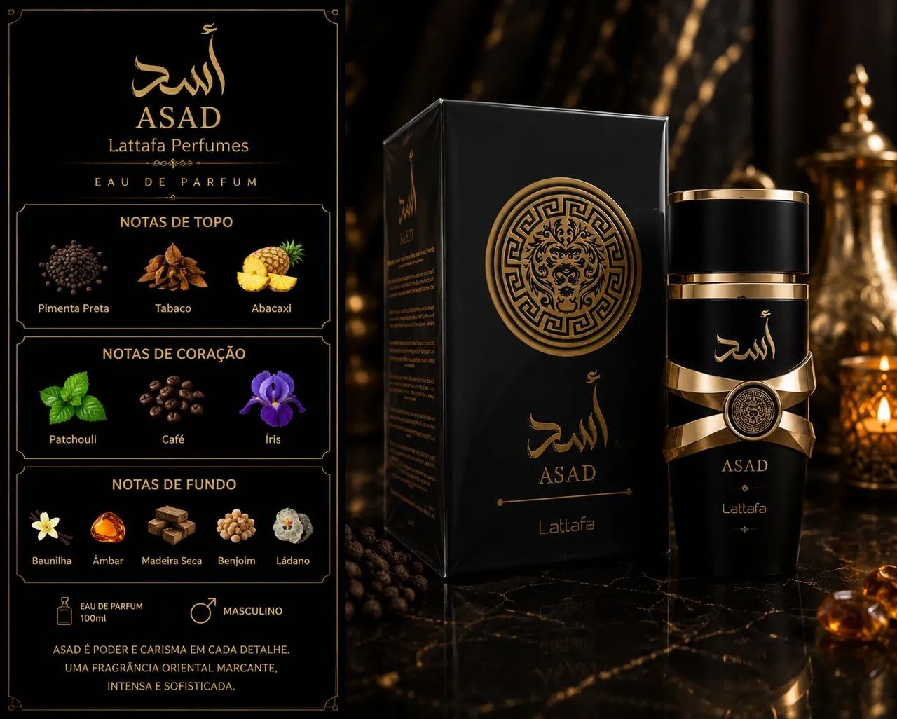 Perfume Árabe Lattafa ASAD 100 ML Original 