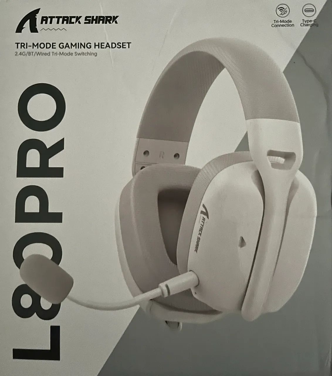 Headset Attack Shark L80 PRO NOVO Preto ou Branco