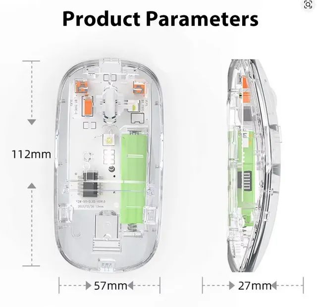 Mouse bluetooth 2.4g sem fio, transparente de modo duplo - Foto 2