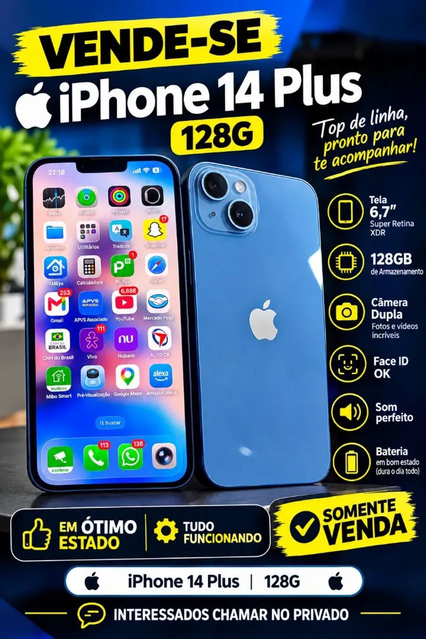 iPhone 14 plus semi-novo 