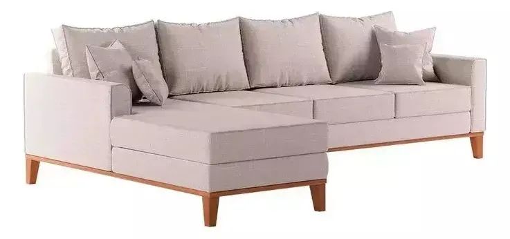 Sofá 4 lugares beny com chaise esquerda ou direito linho cru - Foto 3