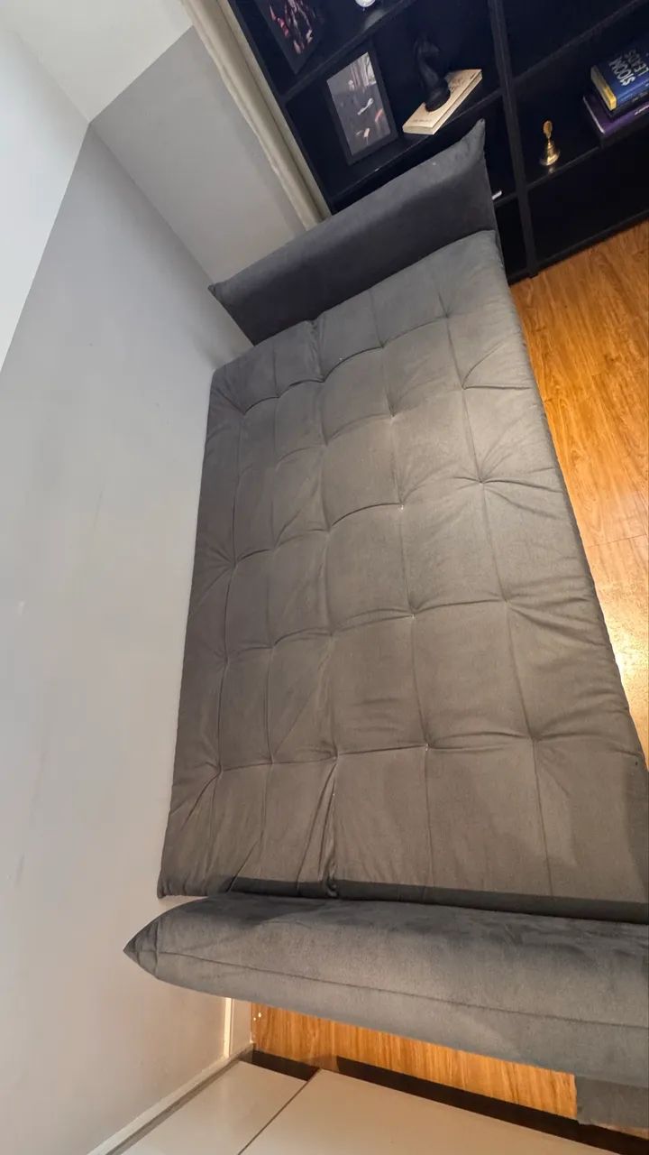 Sofá-Cama 3 Lugares Cinza Reclinável 2m Confortável - Foto 2