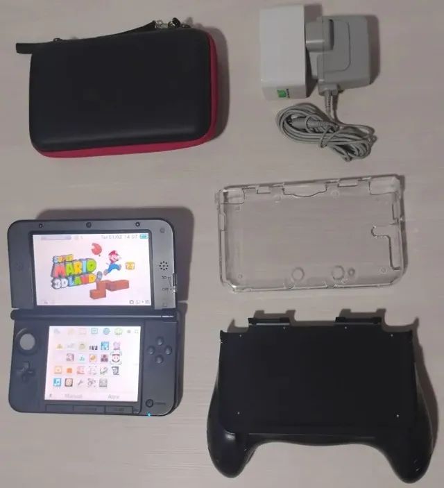 nintendo 3ds XL impecável vermelho destravado com loja + sd 32gb + grip + case + capa + 