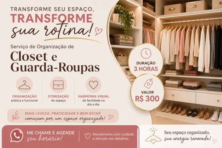 Organização de guarda roupa e closet