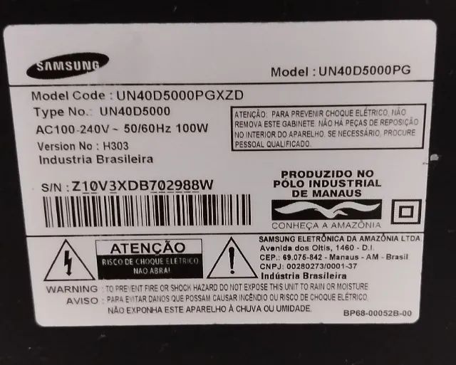 TV Samsung UN40D5000 para retirada de peças - Foto 3