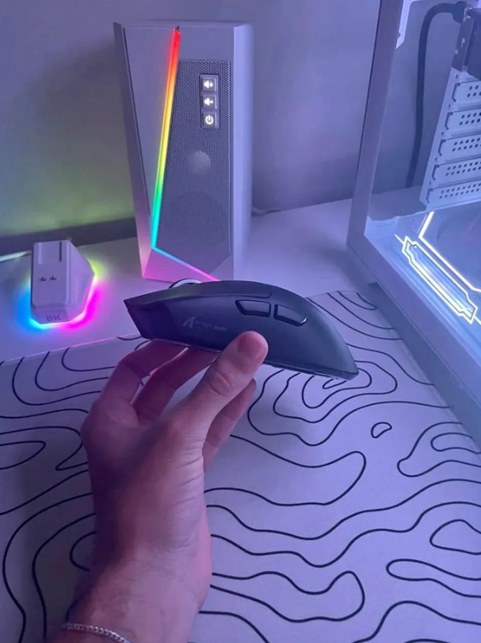 Mouse Gamer Attack Shark X11 RGB Com Base P/ Carregar - Foto 2