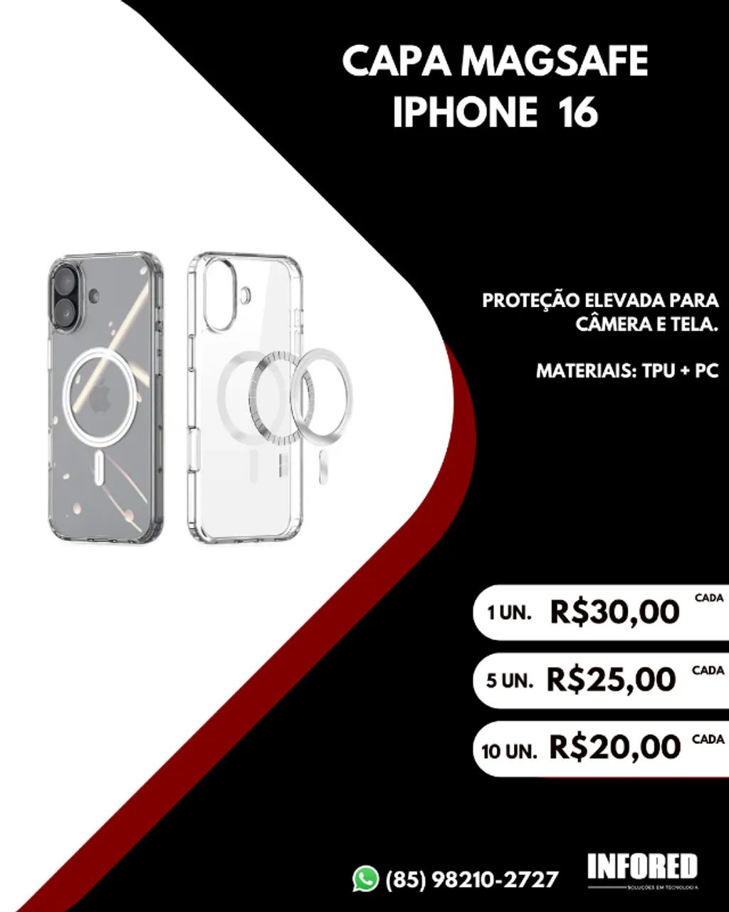 Capa MagSafe transparente para iPhone 16