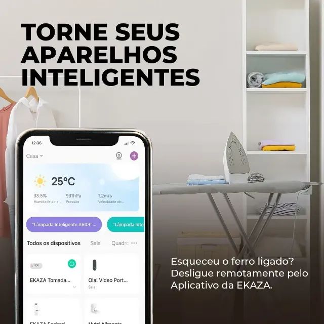 Tomada Inteligente WiFi Ekaza Alexa Google Assistente Branco - Foto 3
