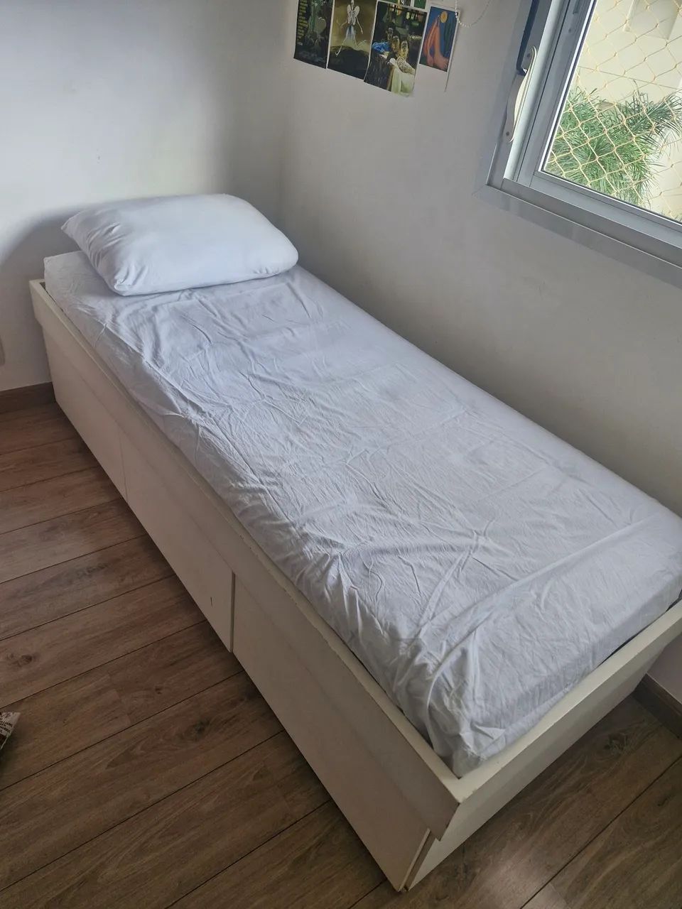 CAMA + COLCHÃO SOLTEIRO MADEIRA COM GAVETÕES - Foto 3