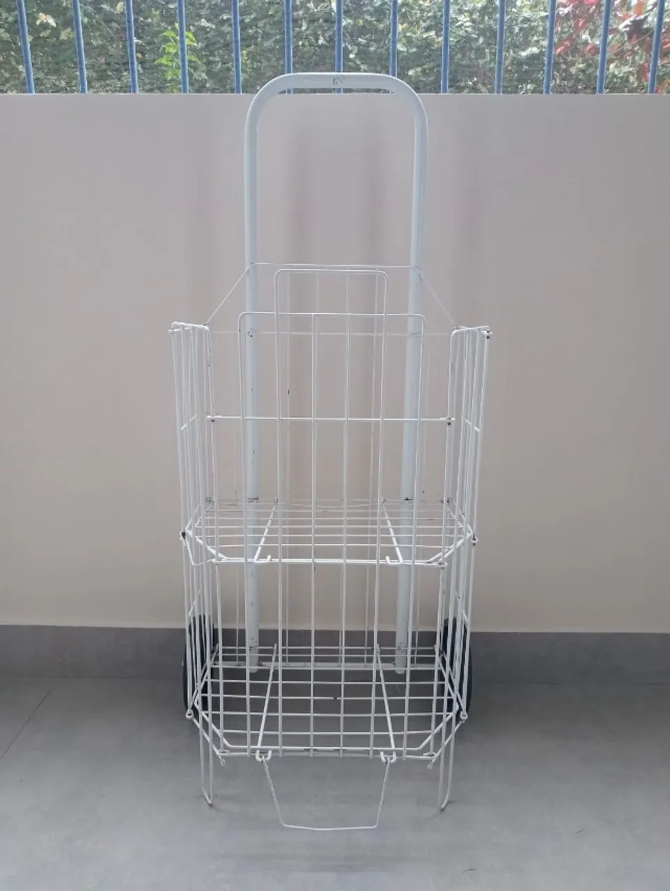 Carrinho Feira Metal Dobrável Branco
