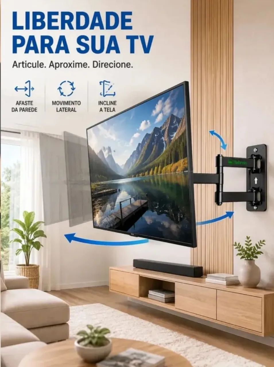 Suporte pra tv tri articulado de 14 a 55 polegadas completo com parafusos - Foto 4