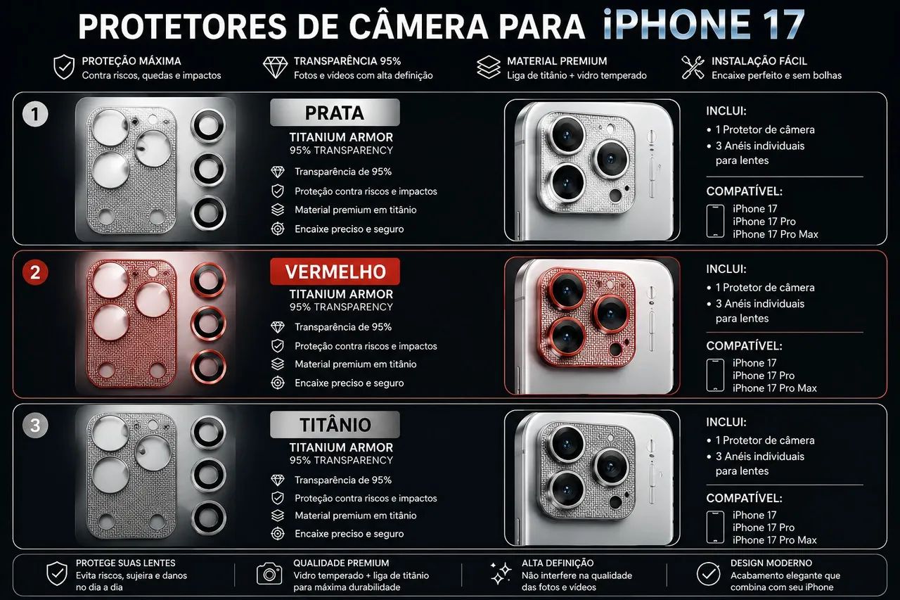 Películas + Protetores iPhone 17 Pro - Foto 3